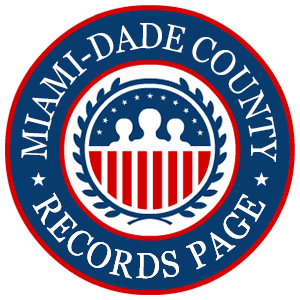 A round red, white, and blue logo with the words 'Miami-Dade County Records Page' for the state of Florida.